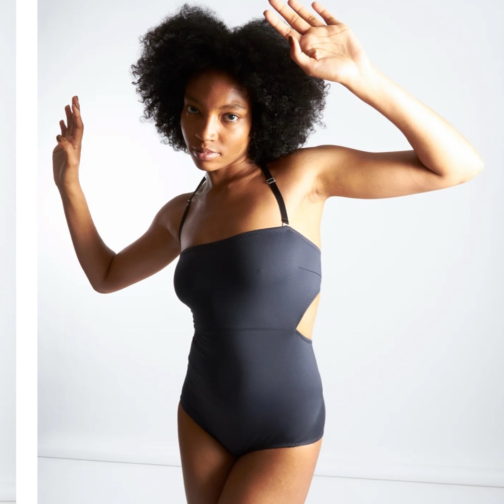 Malia Mills Emmanuelle Classic Green One-Piece Swimsuit with Bandeau Neckline